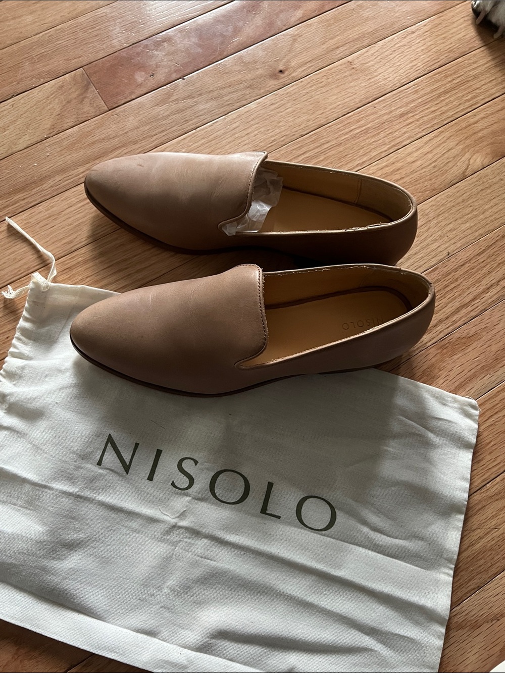 Nisolo light brown/tan leather slip-on loafers